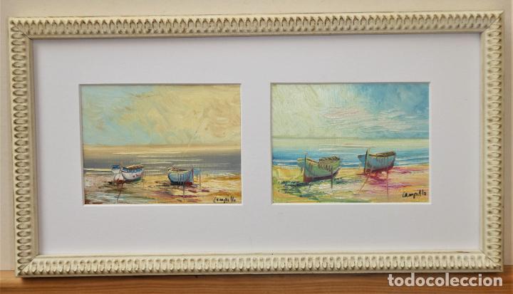 Arte: 2 oleos con marco firmados Campillo