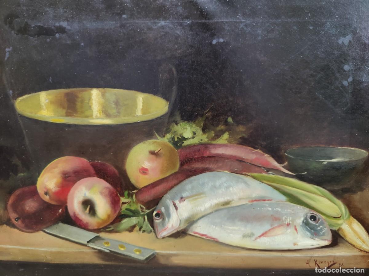 Arte: Bodeg&oacute;n con pescados firmado - Foto 2