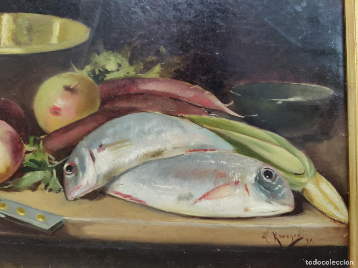 Arte: Bodeg&oacute;n con pescados firmado - Foto 3