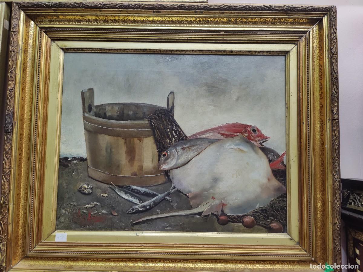 Arte: Bodeg&oacute;n con pescados firmado - Foto 1