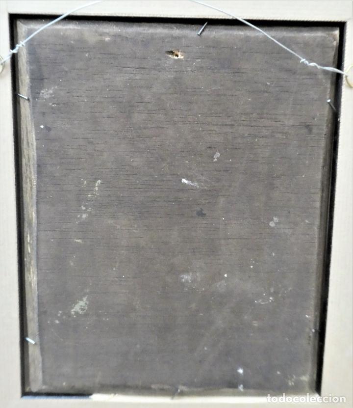 Arte: Bonito oleo sobre tabla con marco - Foto 6