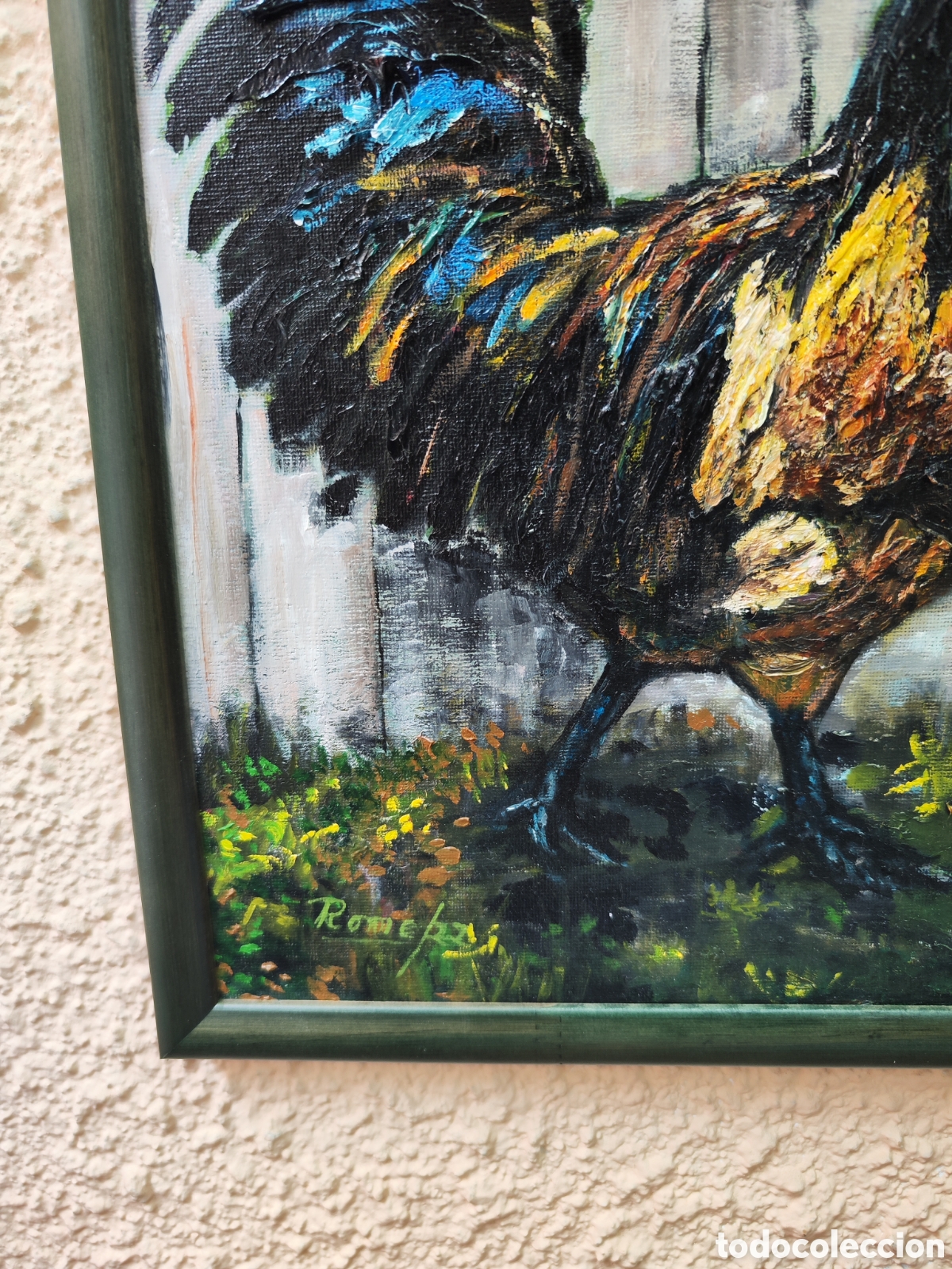 Arte: Gallo. Oleo enmarcado - Foto 2