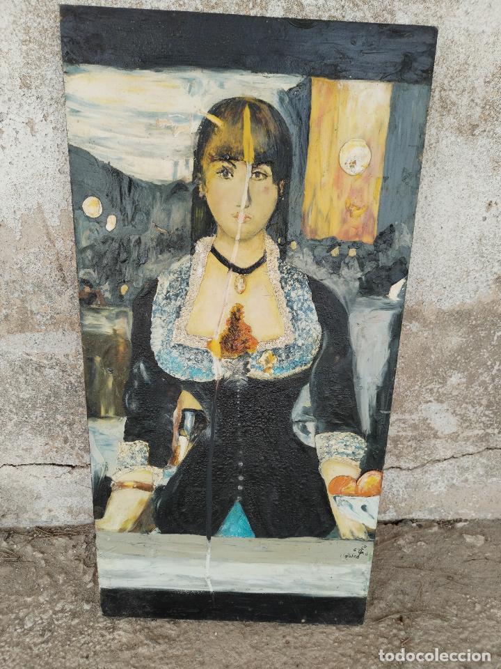 Arte: retrato mujer oleo original firmado con relieves