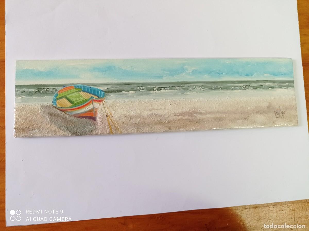 Arte: BARCA EN LA PLAYA 3 &Oacute;LEO SOBRE TABLA - Foto 1