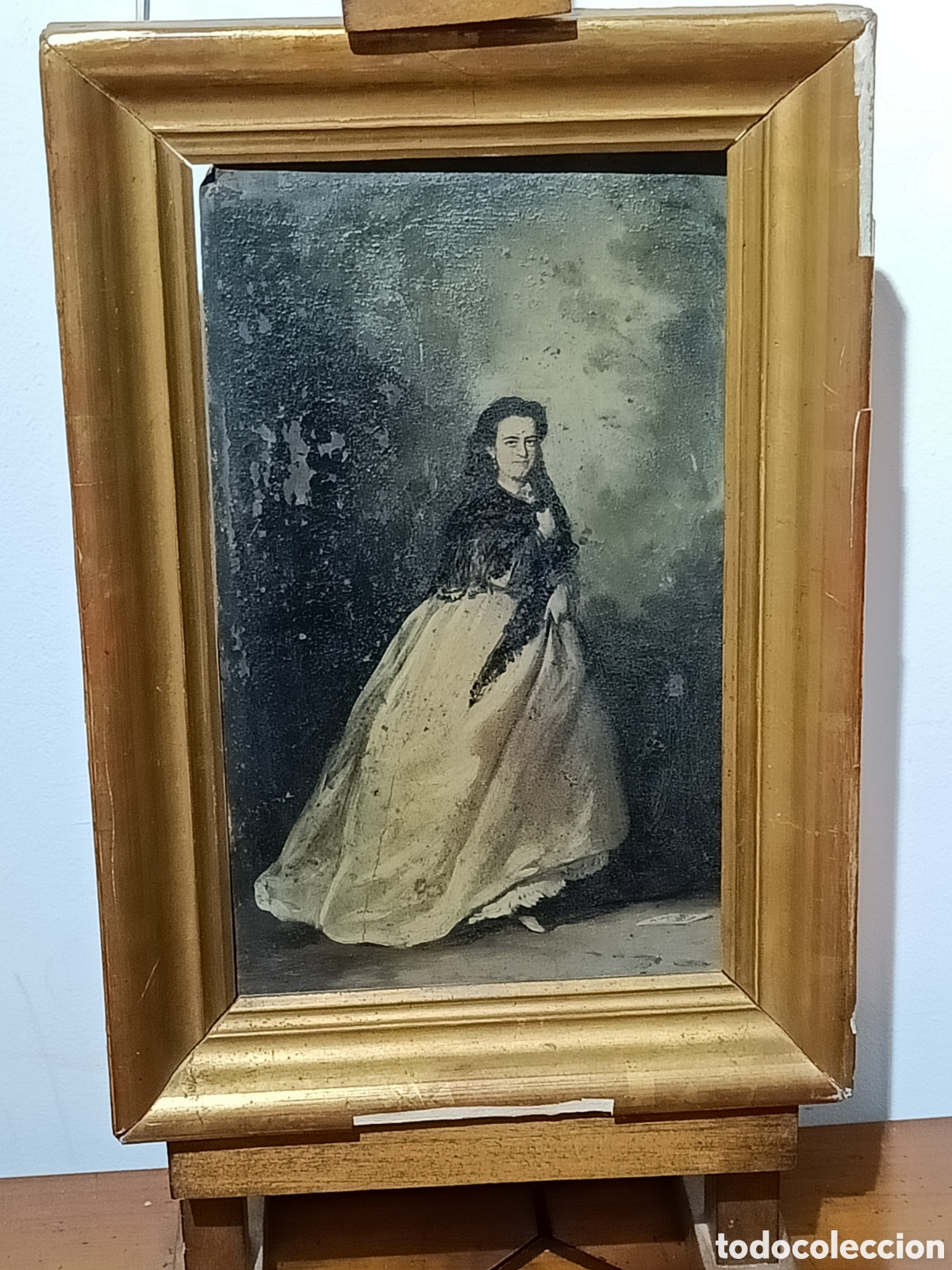 Arte: &Oacute;leo sobre lata de dama del XIX. - Foto 2