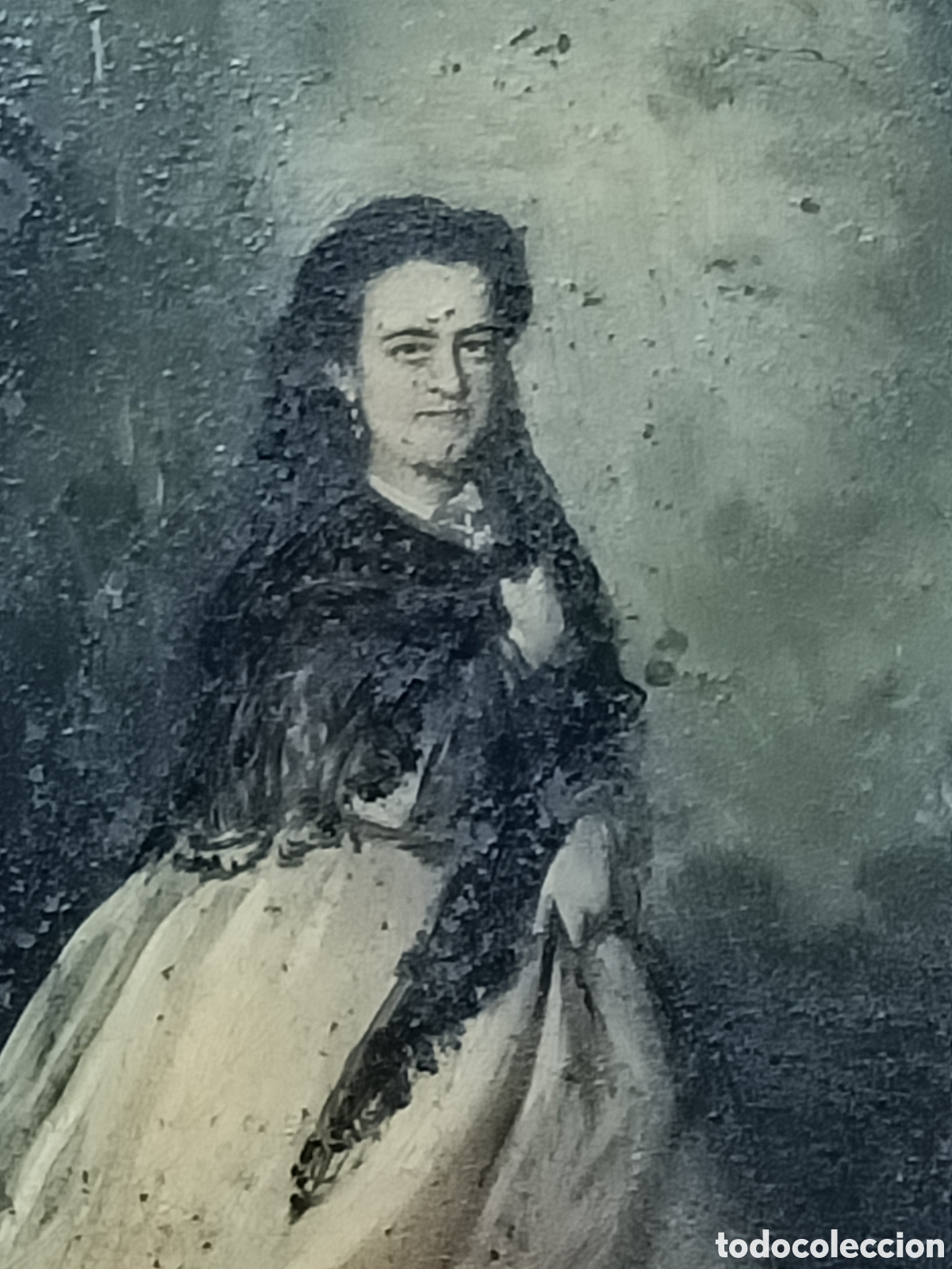 Arte: &Oacute;leo sobre lata de dama del XIX. - Foto 3