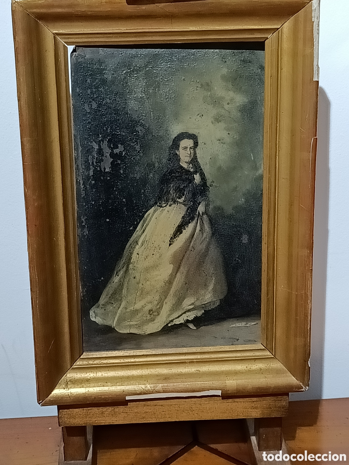 Arte: &Oacute;leo sobre lata de dama del XIX. - Foto 1