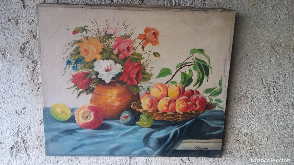 Arte: &Oacute;leo sobre lienzo. Bodeg&oacute;n. Moreno. - Foto 1