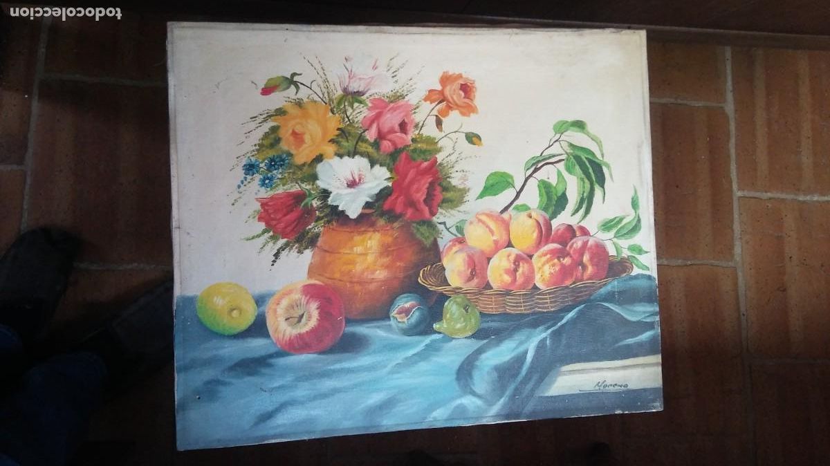 Arte: &Oacute;leo sobre lienzo. Bodeg&oacute;n. Moreno. - Foto 6