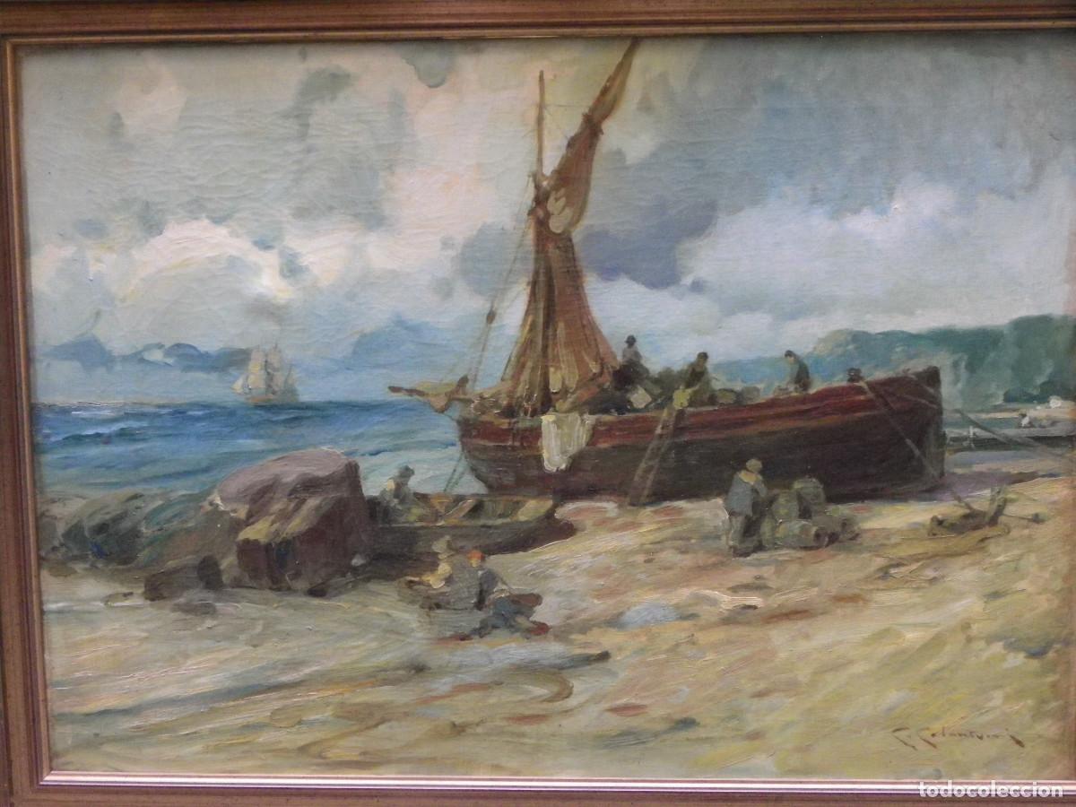 Arte: Luigi Colantuoni. &oacute;leo barcas en la playa - Foto 1