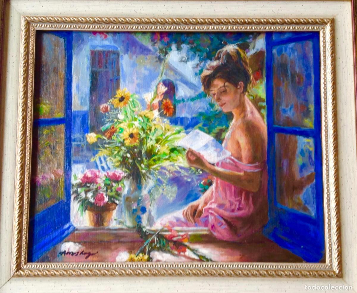 Arte: Cuadro &Oacute;leo Del Pintor Arras Lago - Foto 3