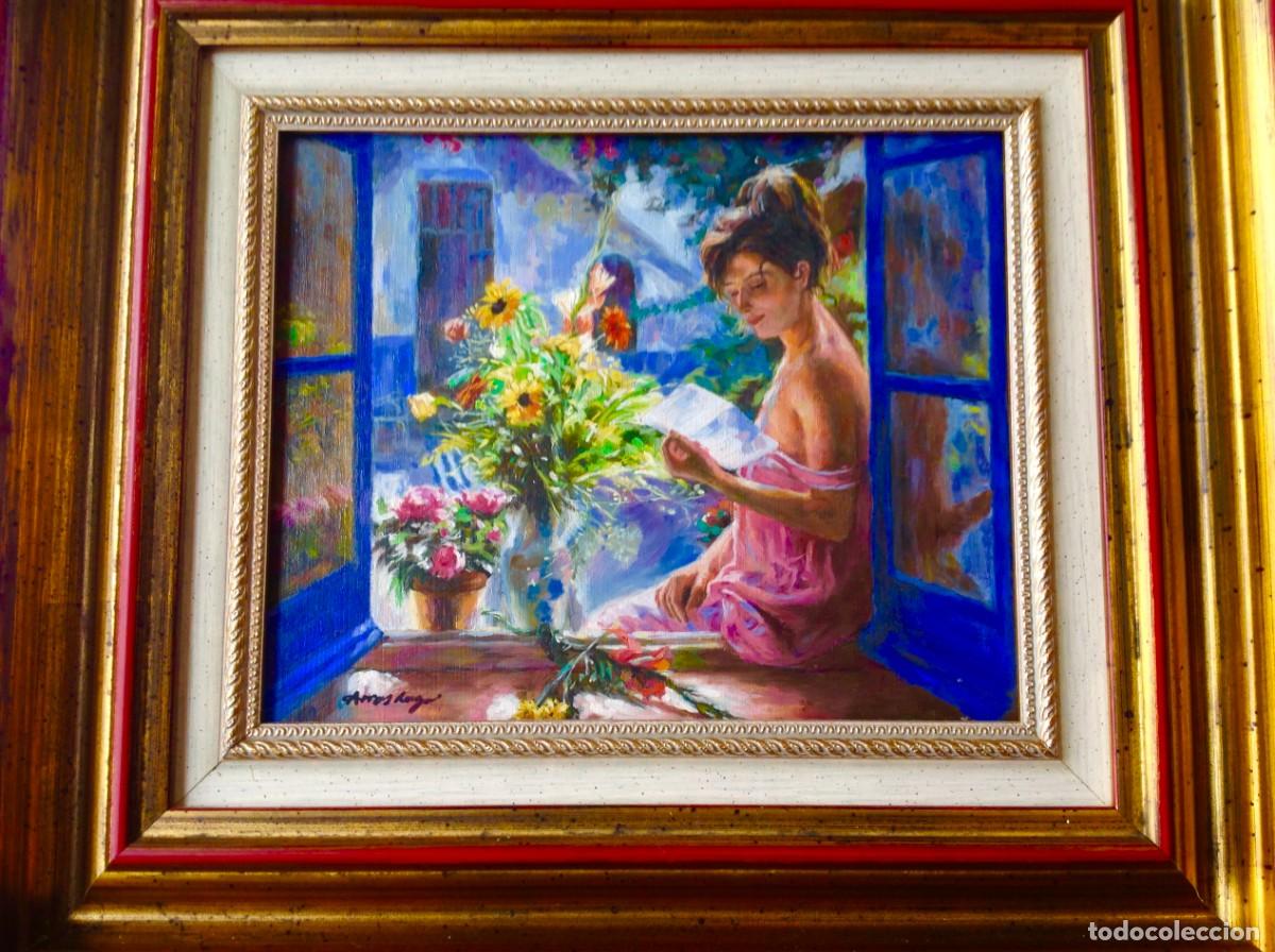 Arte: Cuadro &Oacute;leo Del Pintor Arras Lago - Foto 4