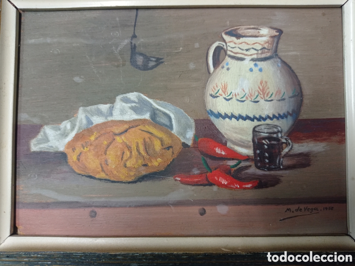 Kunst: Oleo sobre panel firmado M. de Vega 1956