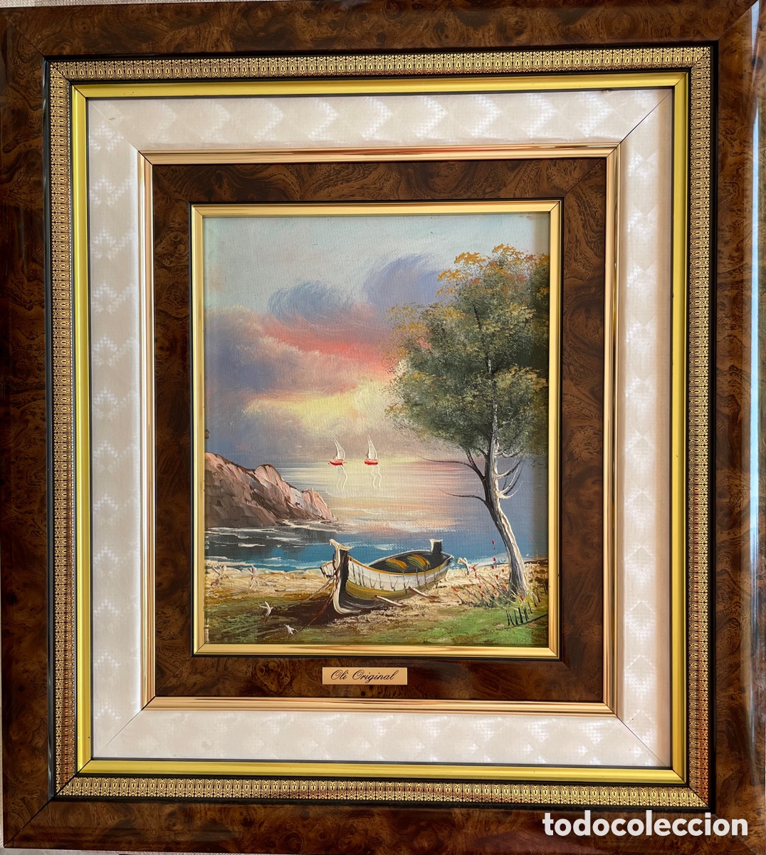 Arte: Paisaje mar&iacute;timo, &oacute;leo original - Foto 1