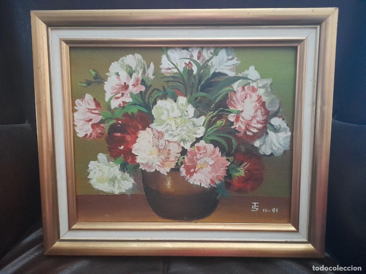 Arte: Bodeg&oacute;n jarr&oacute;n con flores firmado - Foto 1