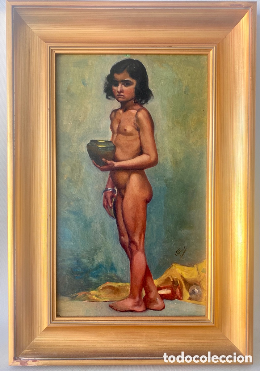 retrato niña desnuda con cuenco de barro vicent - Compra venta en  todocoleccion