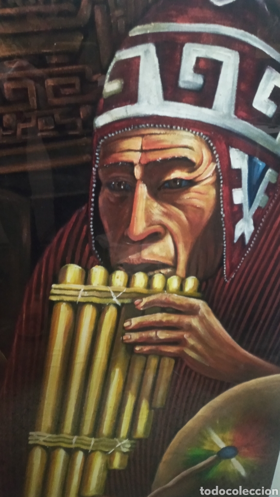 Arte: &Oacute;LEO HOMBRE ANDINO PINTADO SOBRE TERCIOPELO.FIRMADO POR EL ARTISTA RA&Uacute;L ALARC&Oacute;N