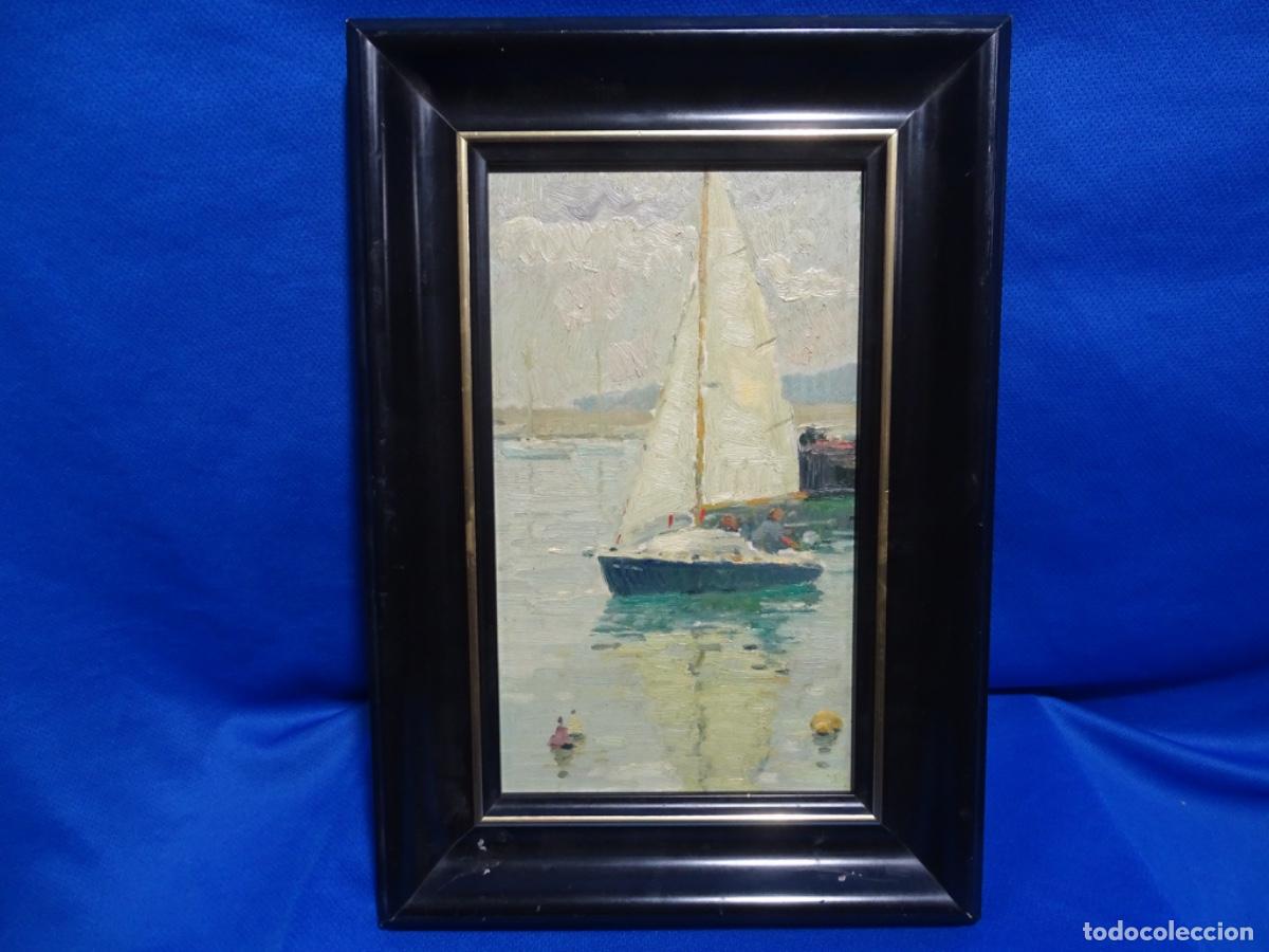 Arte: &Oacute;LEO SOBRE GABLEX ANONIMO. BARCA Y REFLEJOS. - Foto 1