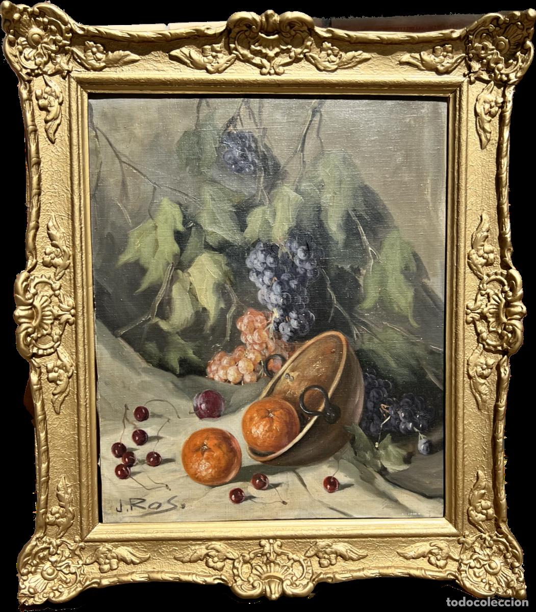 Arte: &Oacute;leo sobre lienzo con un bodeg&oacute;n de J. Ros. - Foto 3