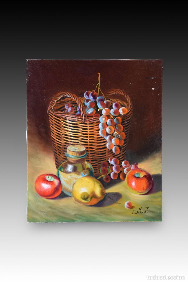Arte: Bodeg&oacute;n. &Oacute;leo sobre lienzo. MORETTI, David. Siglo XX. - Foto 1