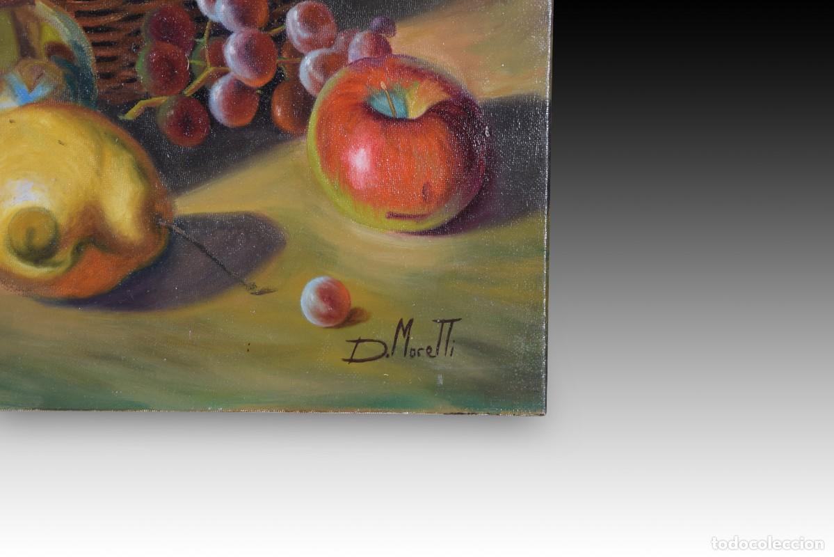 Arte: Bodeg&oacute;n. &Oacute;leo sobre lienzo. MORETTI, David. Siglo XX. - Foto 2