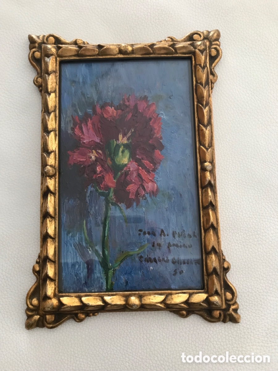 Art: Oleo sobre madera con marco dorado