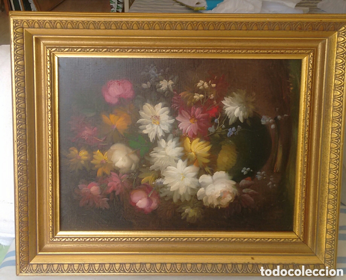 Arte: Bodeg&oacute;n con flores, a&ntilde;os 50, Altea - Foto 3