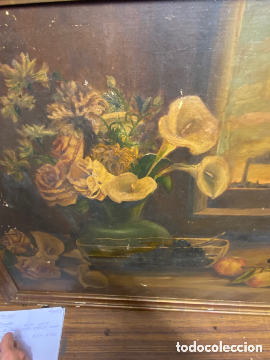 Arte: &Oacute;leo Bodeg&oacute;n de flores con chimenea - Foto 4