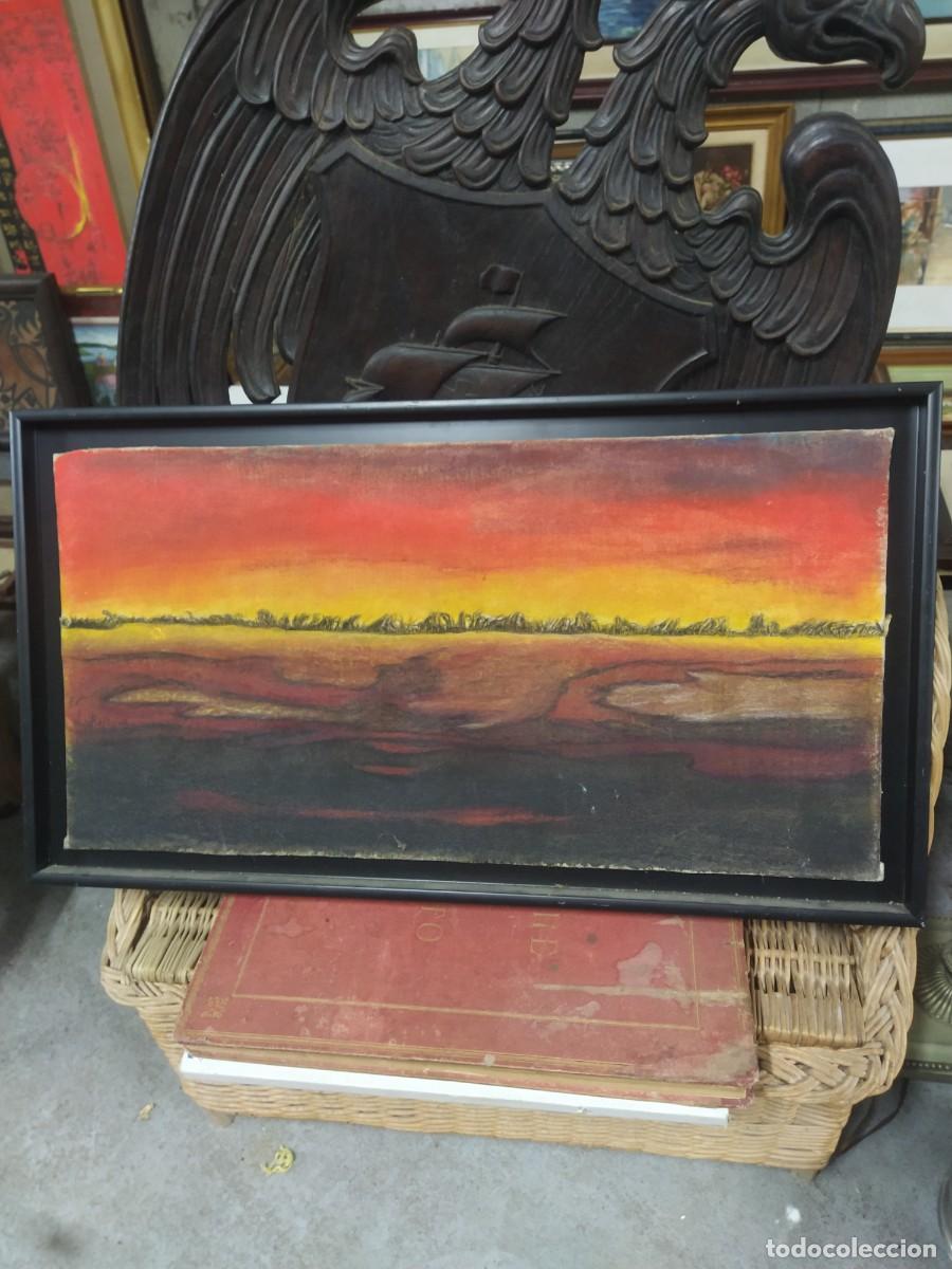 Arte: Laro 2008 ???....OLEO SOBRE TELA. ATARDECER..82 x 45 cm ....