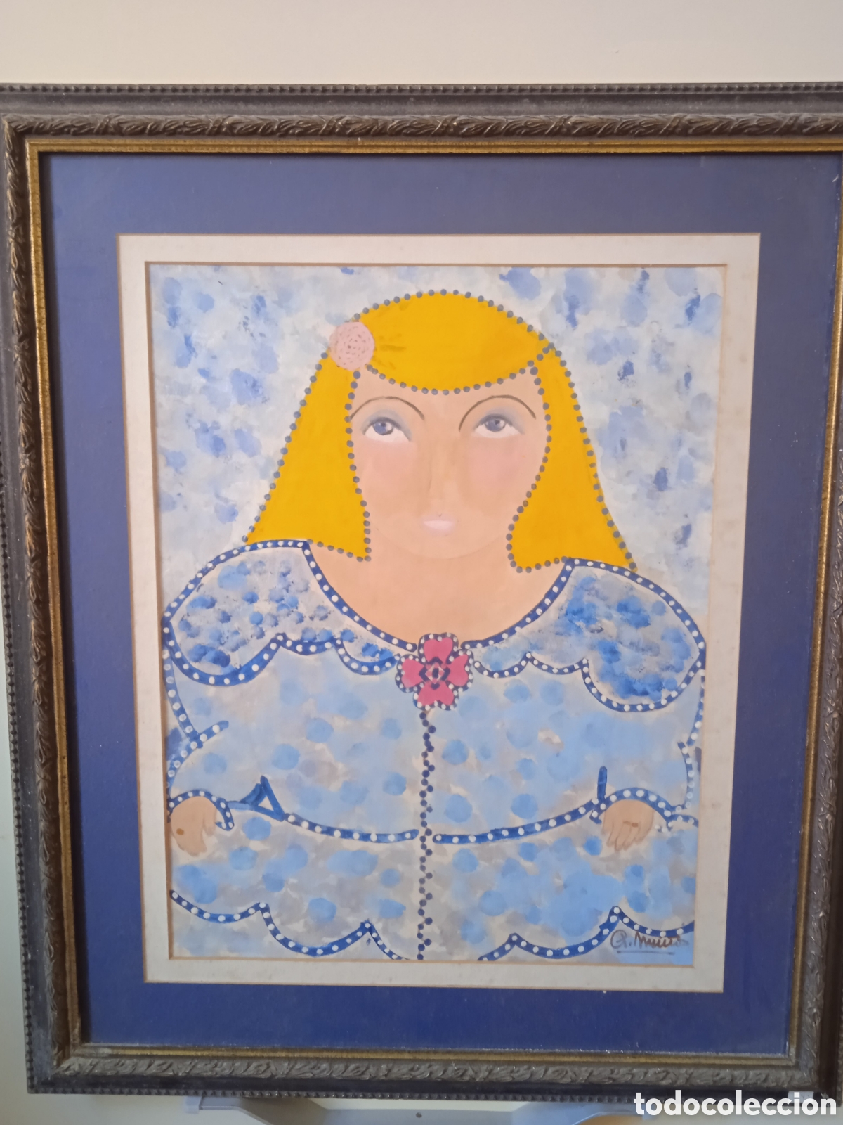 Kunst: Pintura gallega Obra t&eacute;cnica mixta oleo papel de la pintora gallega &Aacute;ngeles Mui&ntilde;os (Pontevedra 1955)