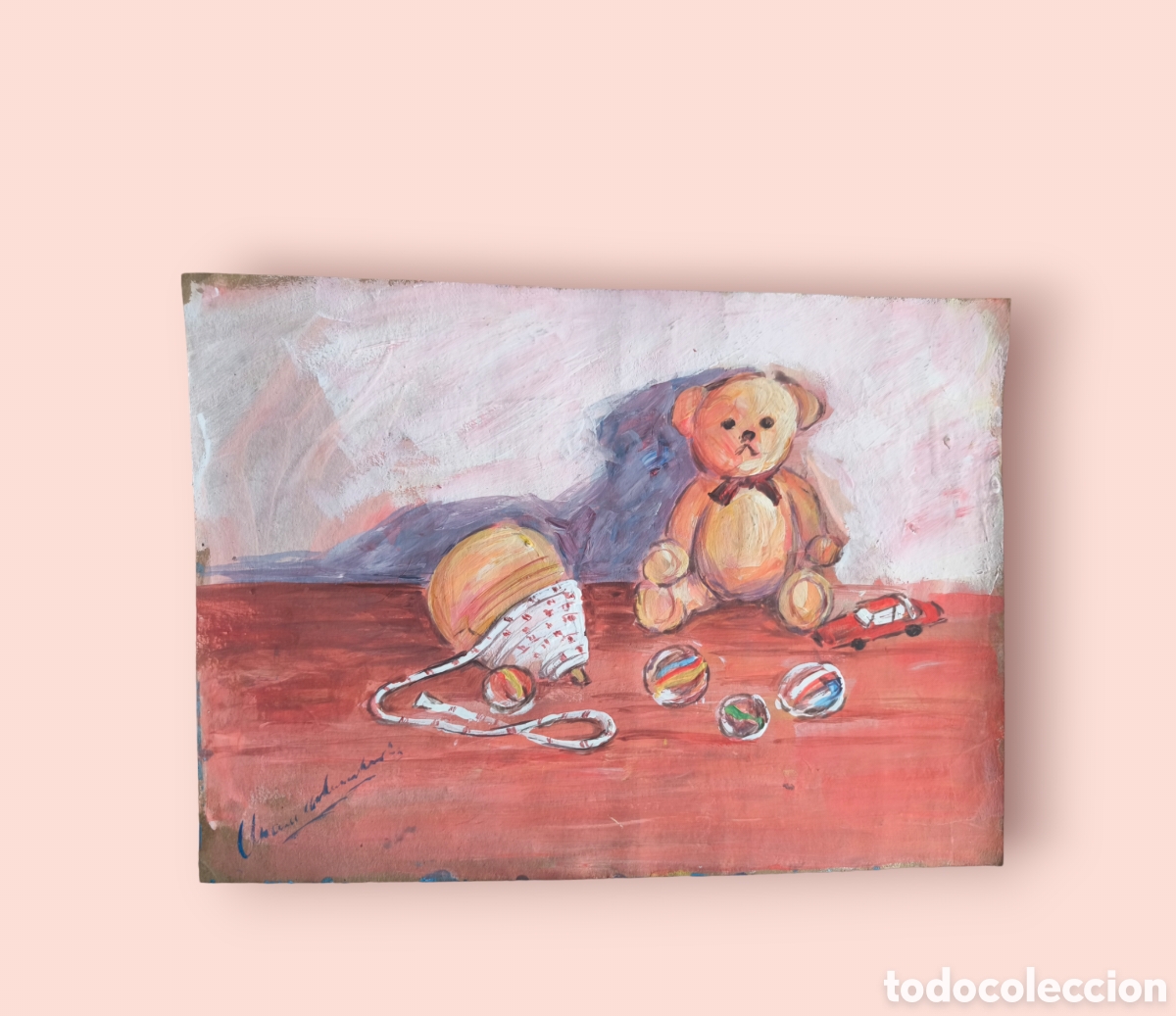 Arte: Juguetes vintage ( peluche oso ,canicas ,zompo ) adolescencia