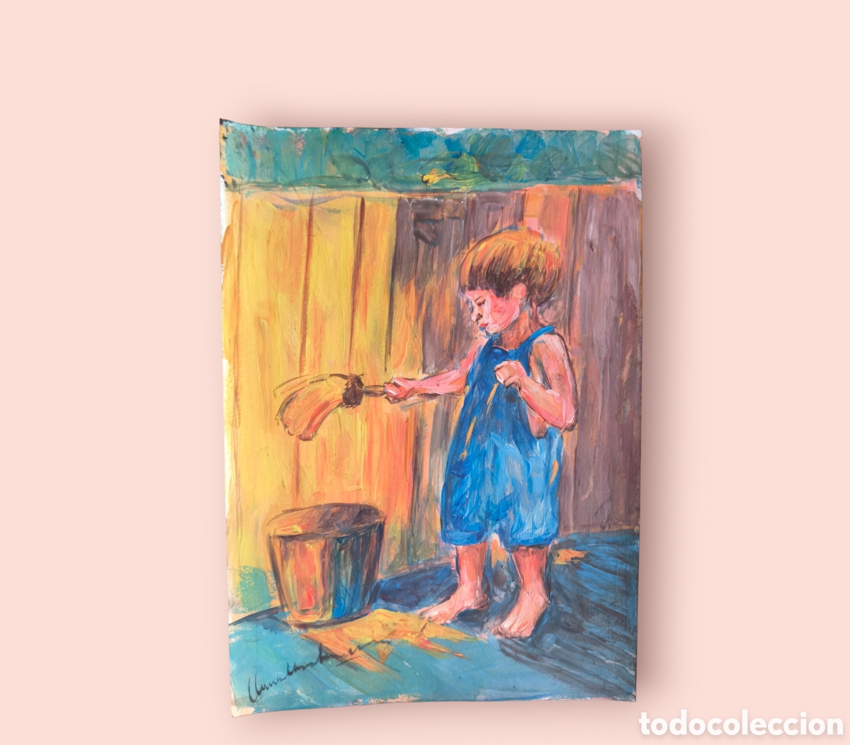 Ni&ntilde;o pintando la verja ( original )