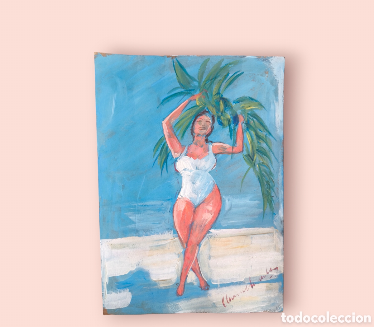 Arte: Chica del caribe con las palmeras ( tropical )