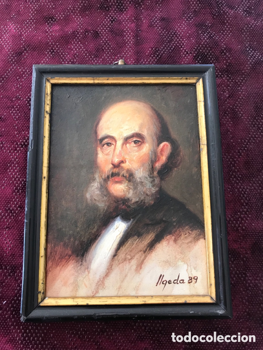 Arte: Oleo sobre madera con marco antiguo - Foto 2