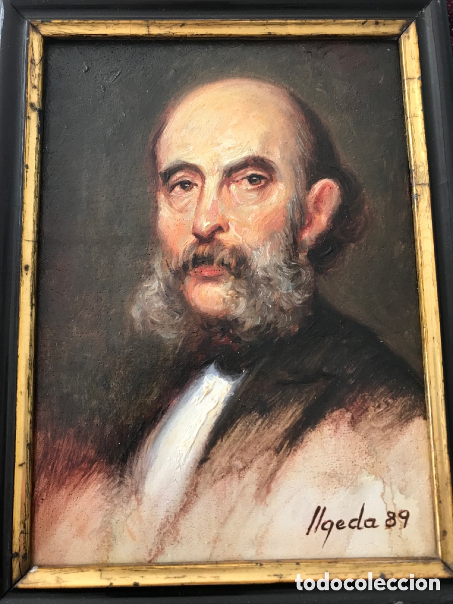 Arte: Oleo sobre madera con marco antiguo - Foto 3