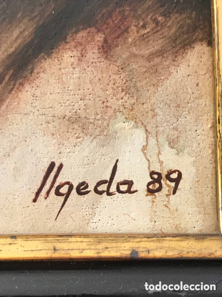 Arte: Oleo sobre madera con marco antiguo - Foto 7