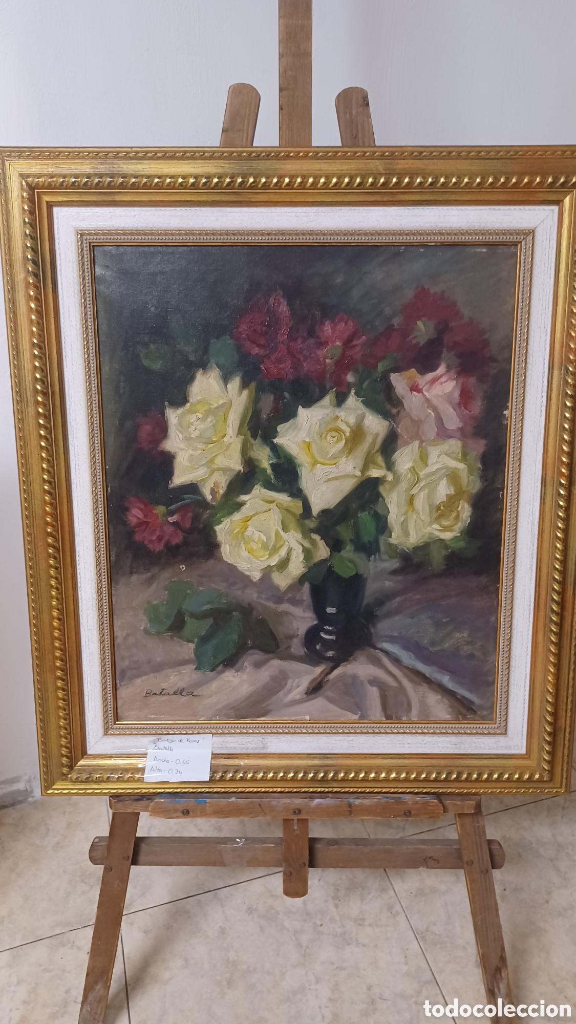 Arte: Bodeg&oacute;n de rosas del pintor pedro batalla - Foto 1