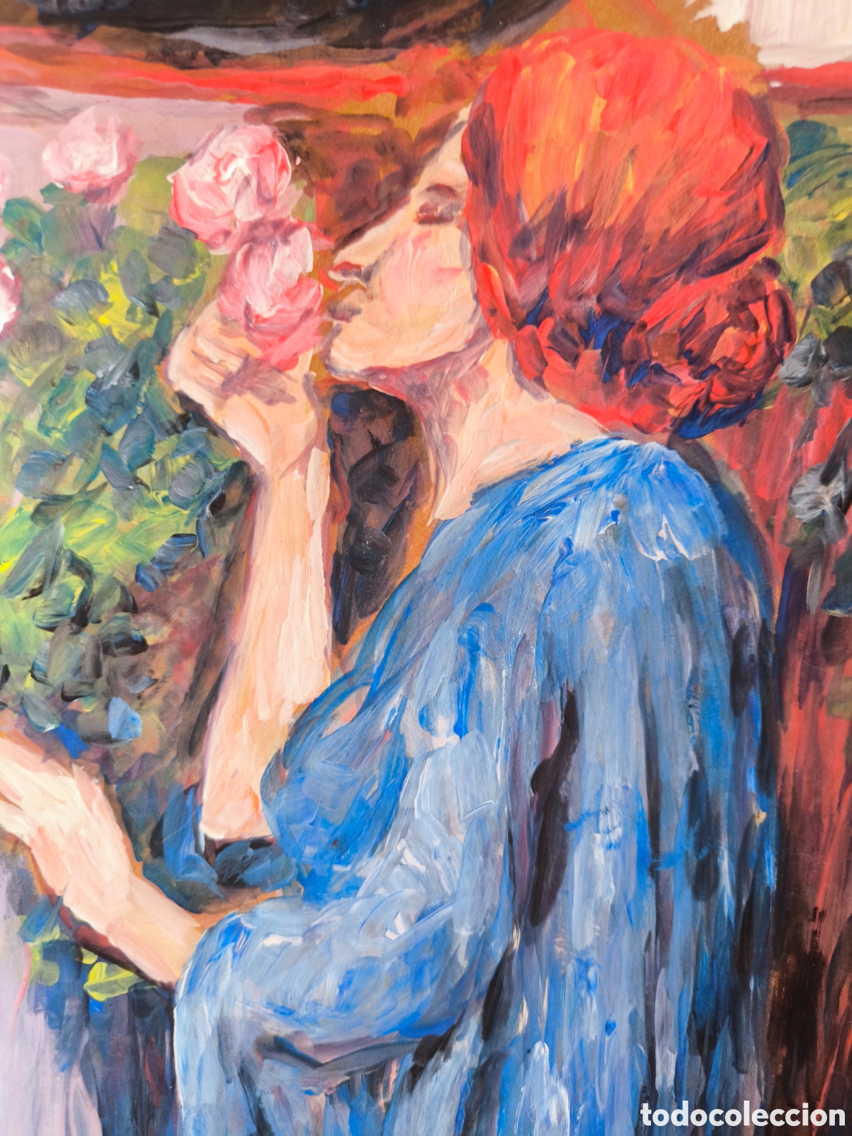 Arte: Mujer junto a la flores (original - Foto 2