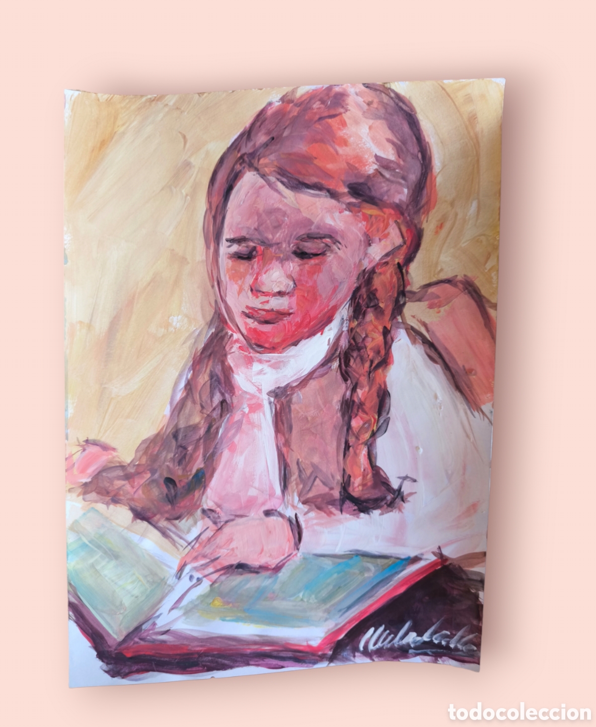 Arte: Ni&ntilde;a estudiando (original)