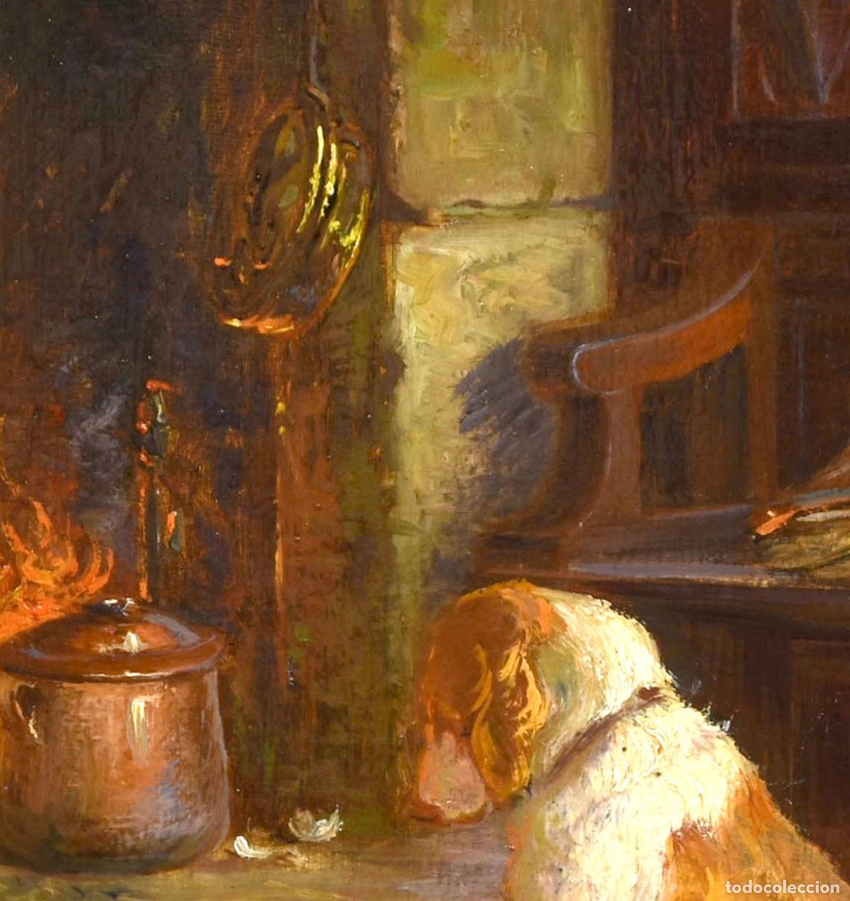 Arte: huile sur panneau par E M Samson Sc&egrave;ne canine - Foto 3