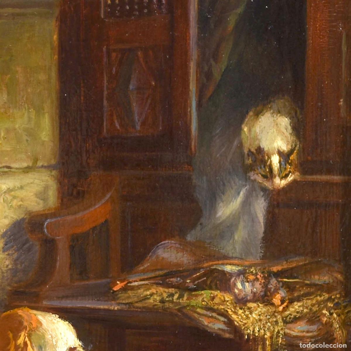 Arte: huile sur panneau par E M Samson Sc&egrave;ne canine - Foto 4