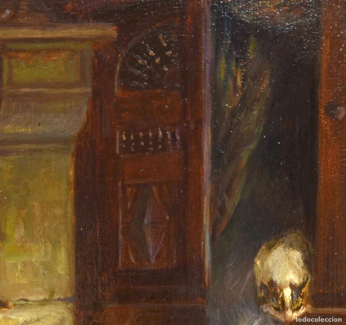 Arte: huile sur panneau par E M Samson Sc&egrave;ne canine - Foto 5