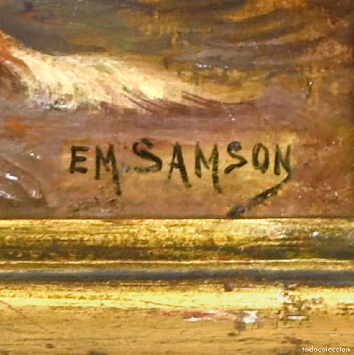 Arte: huile sur panneau par E M Samson Sc&egrave;ne canine - Foto 6