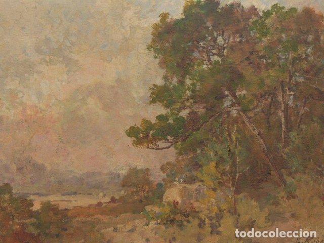 Arte: Paysage &agrave; lhuile sur panneau de E. Robert - Foto 2