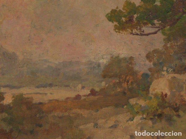 Arte: Paysage &agrave; lhuile sur panneau de E. Robert - Foto 3