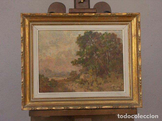 Arte: Paysage &agrave; lhuile sur panneau de E. Robert - Foto 1