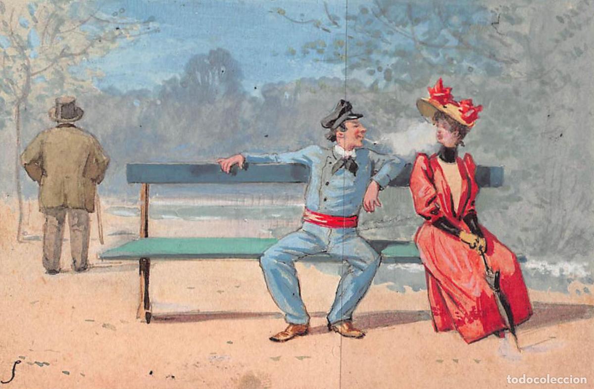 Arte: Illustrations originales peintes &agrave; la gouache format carte vers 1880 - Foto 2