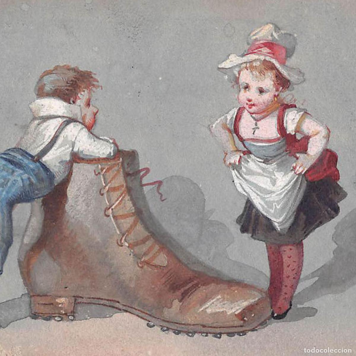 Arte: Illustrations originales peintes &agrave; la gouache vers 1900 - Foto 2