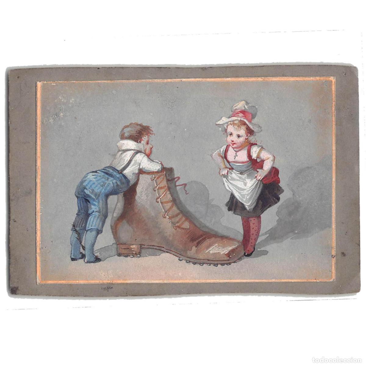 Arte: Illustrations originales peintes &agrave; la gouache vers 1900 - Foto 3