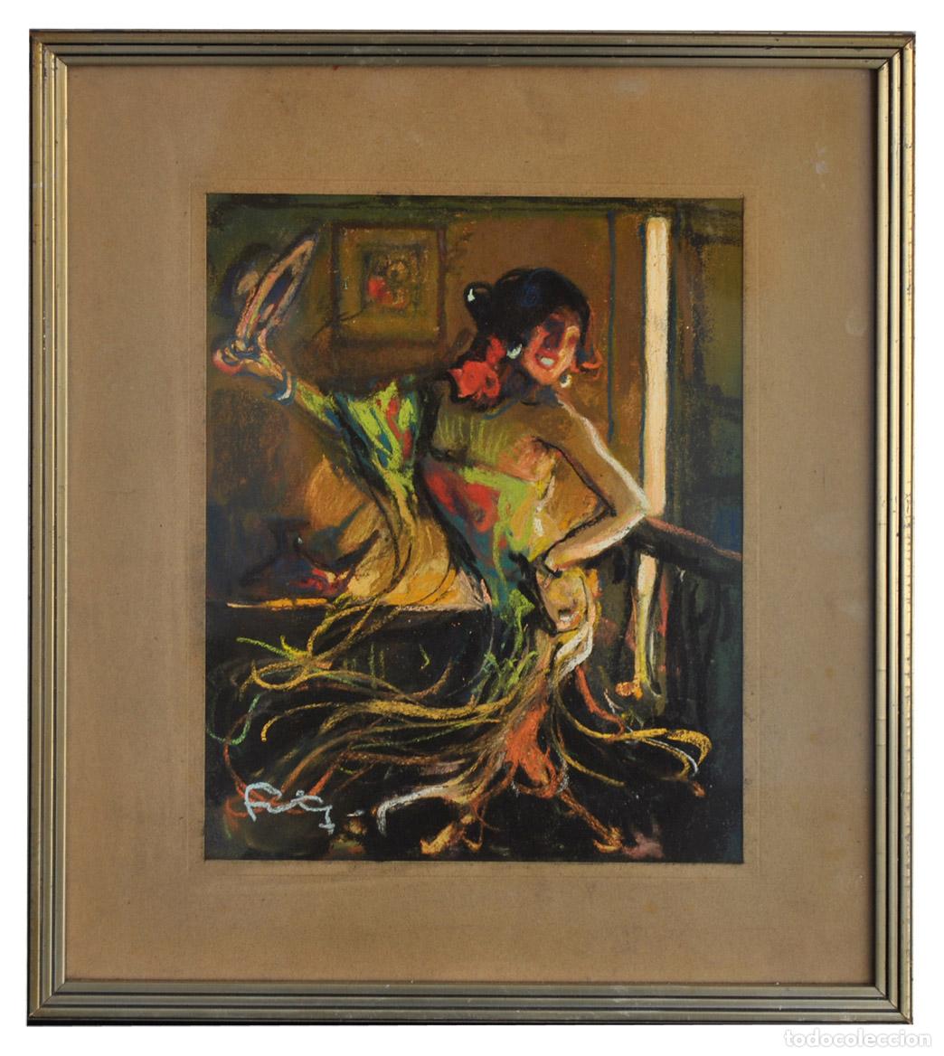 Arte: Portrait de gitane gouache de Louis Fortuney - Foto 1